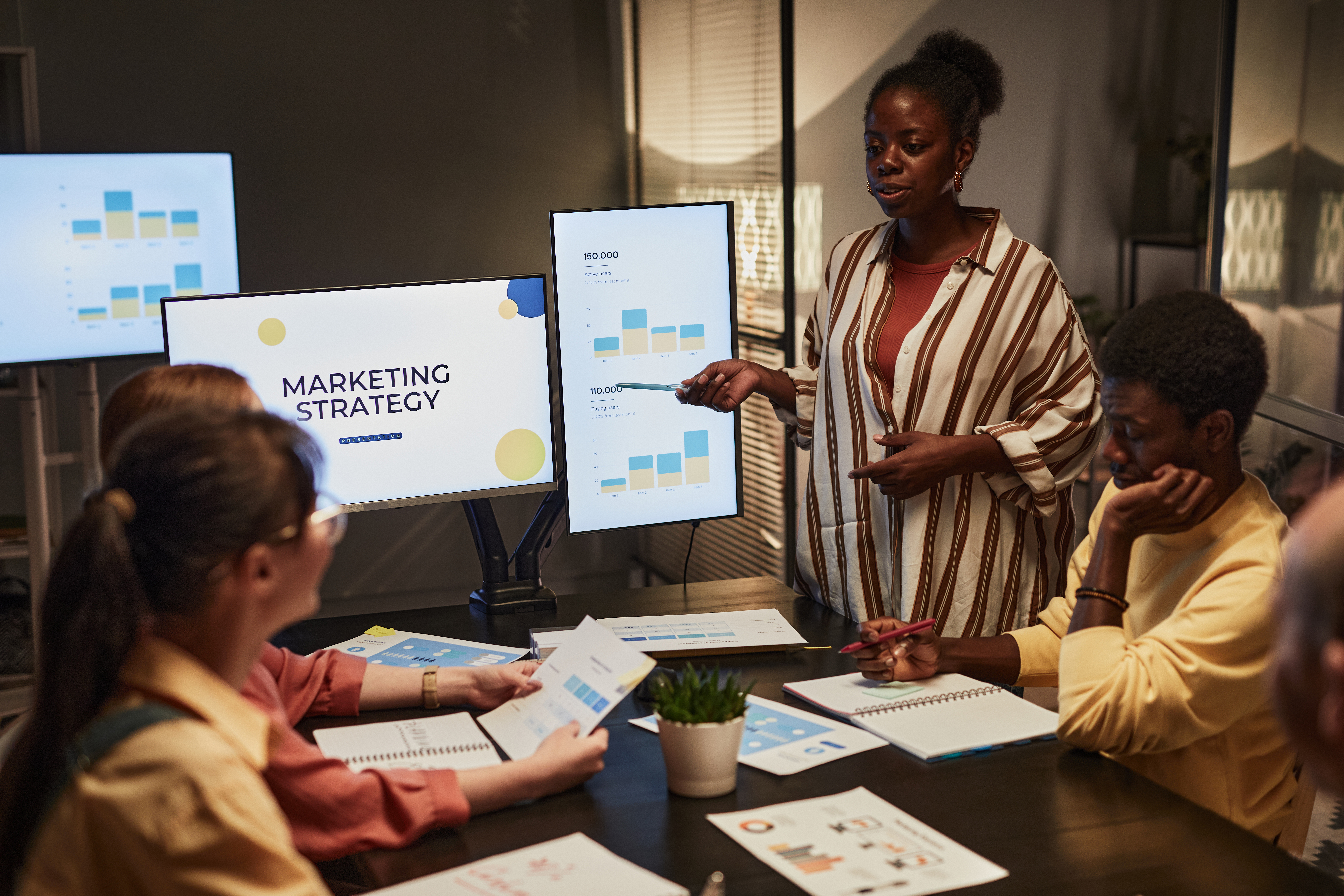 Team member Presenting Plan marketing strategy Meeting