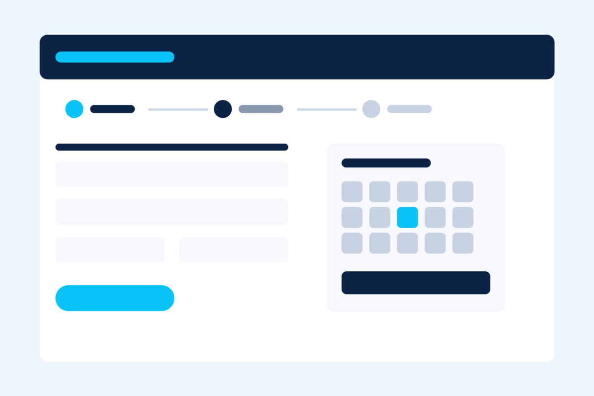 Accessible multi-step online appointment scheduling flow